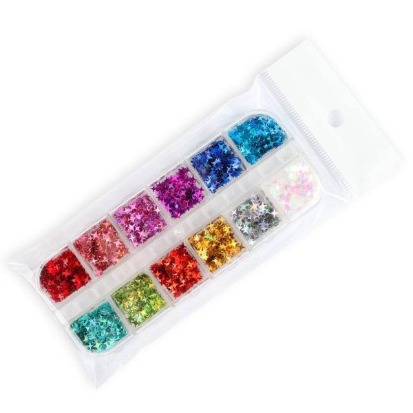 پک کامل 12 رنگی گلیتر هفت رنگ نور ستاره