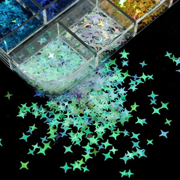 پک کامل 12 رنگی گلیتر هفت رنگ نور ستاره