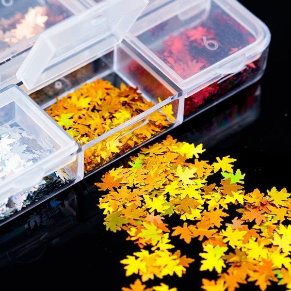 گلیتر هفت رنگ برگ افرا در تمهای پاییزی و