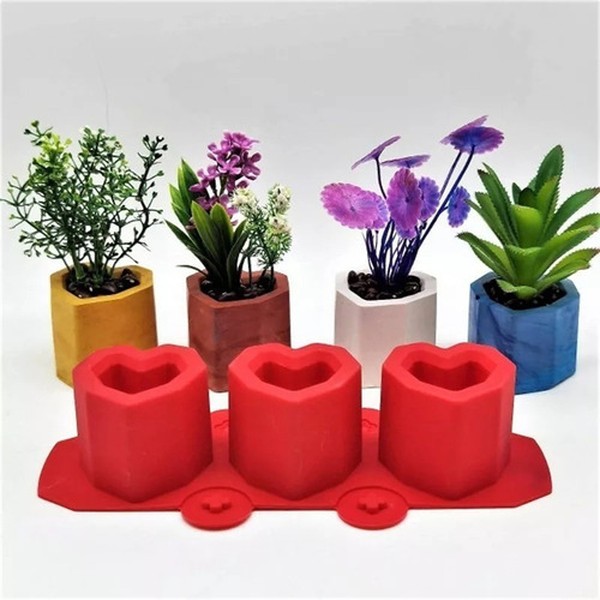 قالب گلدان سه تایی قلب